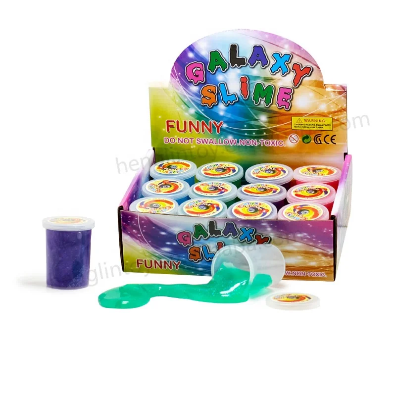 Good quality stress relief colorful jelly soft slime Non-toxic blow  bubble 4 colors glitter galaxy jelly slime making kit