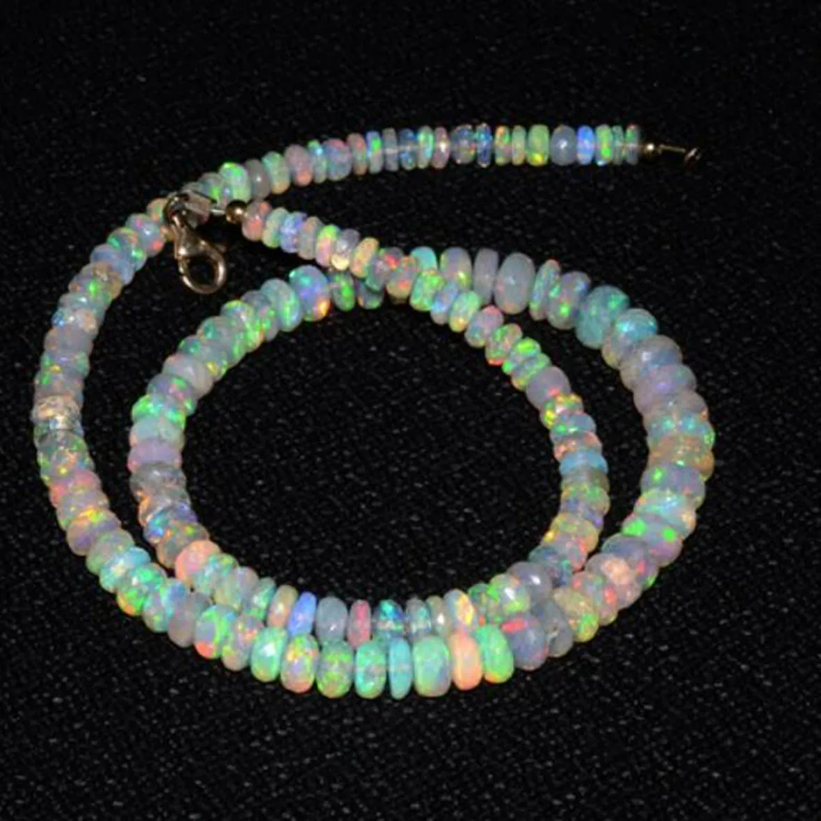 925 Sterling Silver Jewelry Natural Ethiopian Opal Beaded Necklace Doublet Opal Fire Opal Necklace
