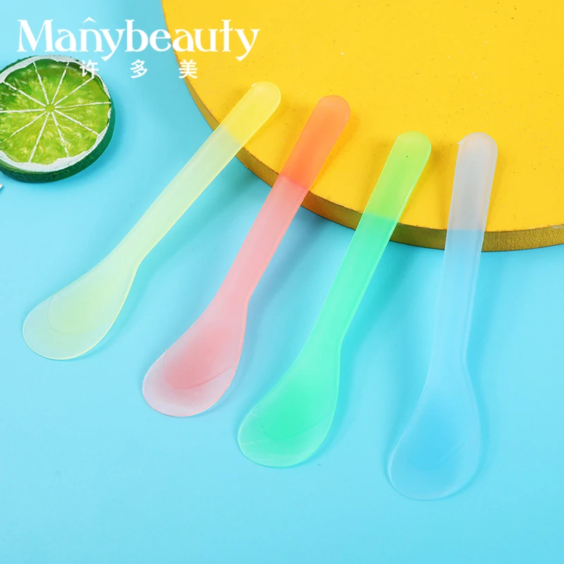 13CM Mini Plastic beauty tool transparent handle facial Cream applicators body Spoon mixing stirring rod Cosmetic Mask spatula
