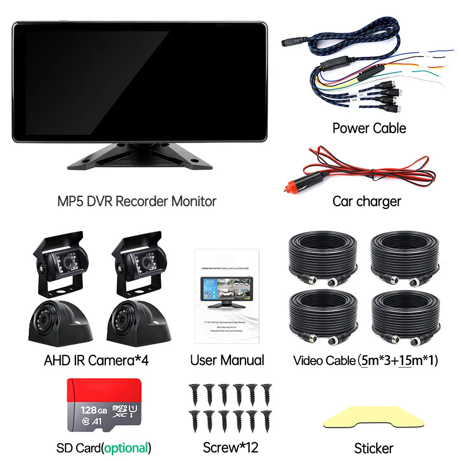 AI Active Blind Spot Car Detection Truck Dvr Dash Cam 4k Touch Screen Monitor BSD System for Vehicle Pedestrian Detect Warning