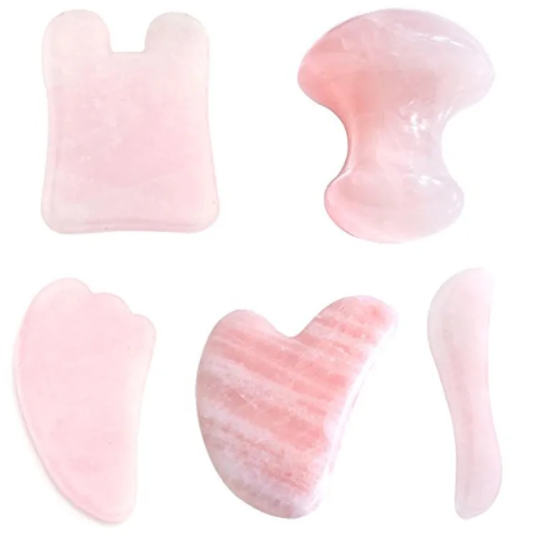 2020 New Handmade Natural Rose Quartz Mushroom Shaped Gua Sha Stone for Beauty SPA Relaxing Mushroom Massage Stone