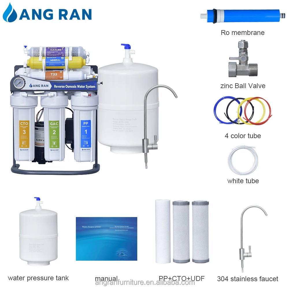 Taiwan model ro stand 200 gpd 7 stage water filtration system