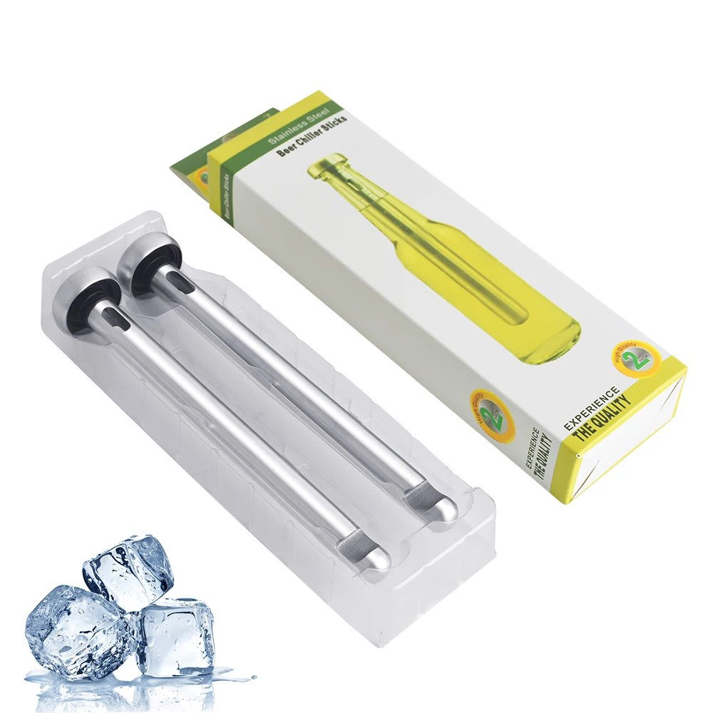 OUYADA Factory 2 Packs Reusable Beverage Cooler Rods Cooling Beer Bar Iced and Bottle Opening 2-in-1Wine Chiller Stick for Party