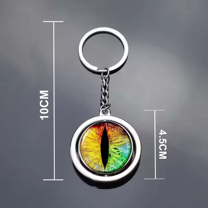 Luminoud Eyes of the Demon Dragon Keychain Evil eyes Jewelry Funny Rotating  Animal Eye Key Chain Student Gifts