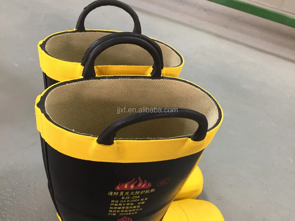 Firefighter safety steel toe steel midsole fire rubber boots fireman shoes