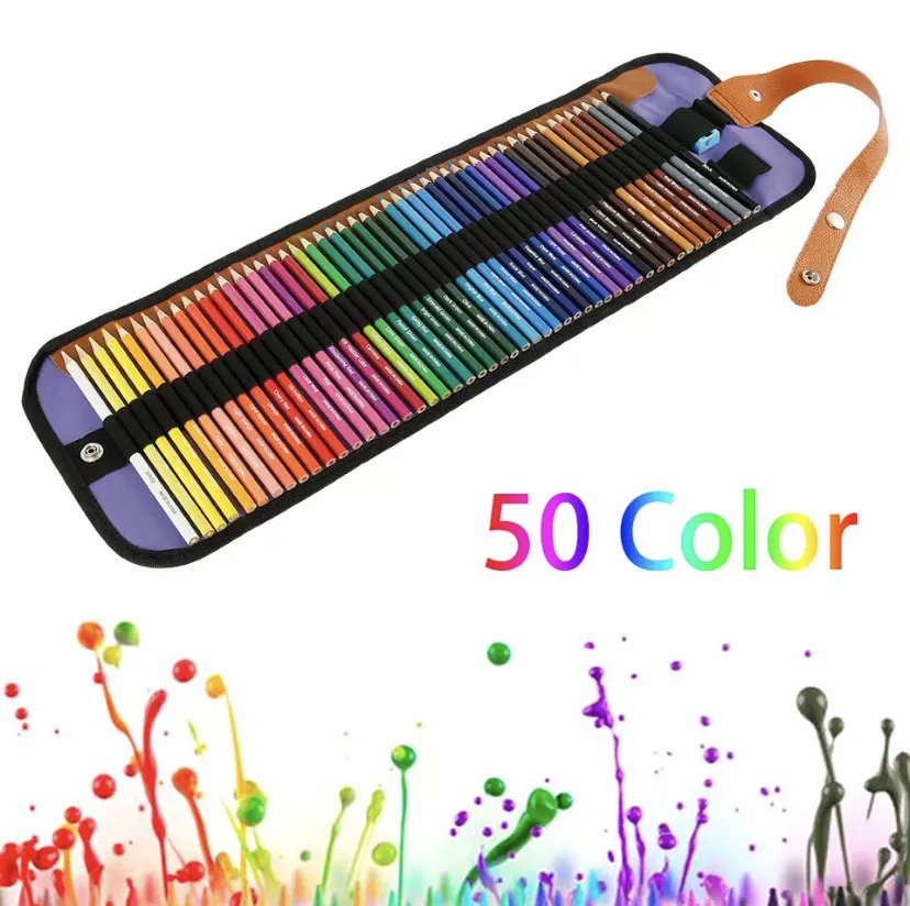 Hot selling natural wood multi color pencils set for kids,50/72colored