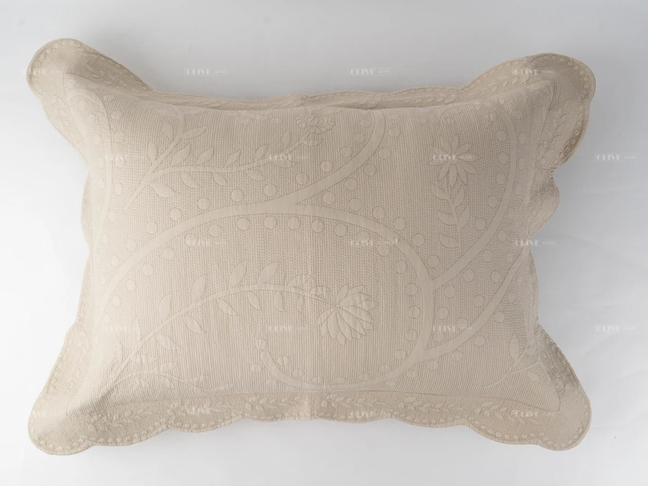 Белый бежевый шалфей 100% хлопковое предварительно промытое покрывало большого размера с тиснением и вышивкой