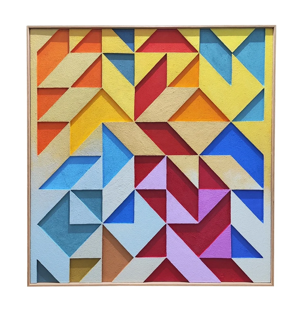 Hot Selling Modern Artwork 3D Carved Geometry Acrylic Paint Wall Art Multiple Layer Hand Painting Relief Thick Mural