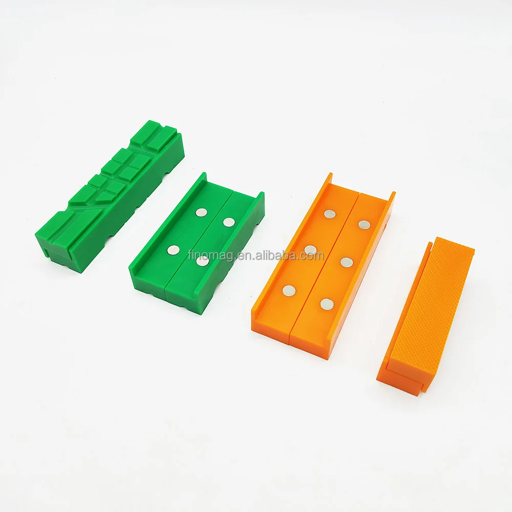 Strongly Magnetic Vise Jaw Pads, TPU, Multi-groove and Textured Inserts, for Clamping Woodworking Metal Plastics