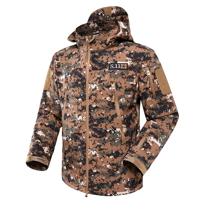 HNXX winter windproof softshell hunting clothes camouflage jacket men