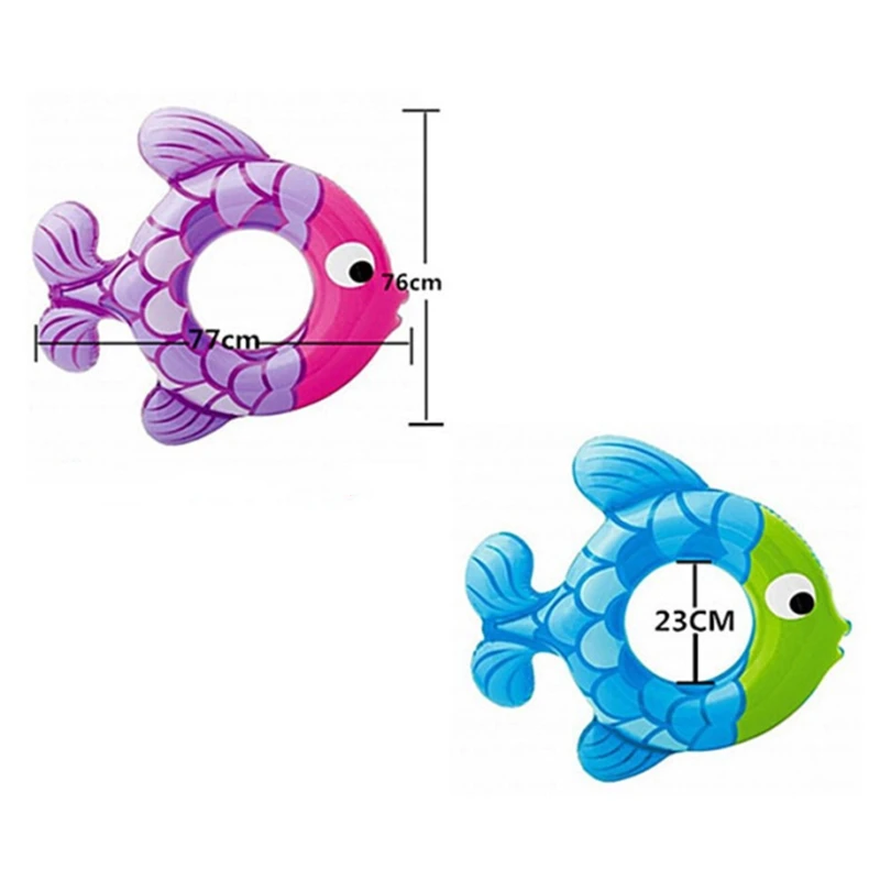  Cartoon Fish Pool Float Baby PVC Circle 3-6 Age Inflatable Swimming Ring for Beach Party
