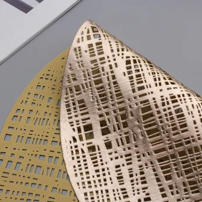 home and kitchen 2020 PVC Pressed hollow out  leaf  Gold Placemats for Kitchen Dining  Decorative Table mats for Decoration