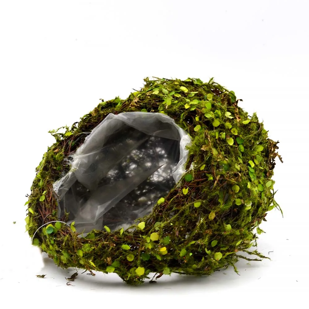 Moss kettle Integrated flower basket, circle shape, with fabric flower