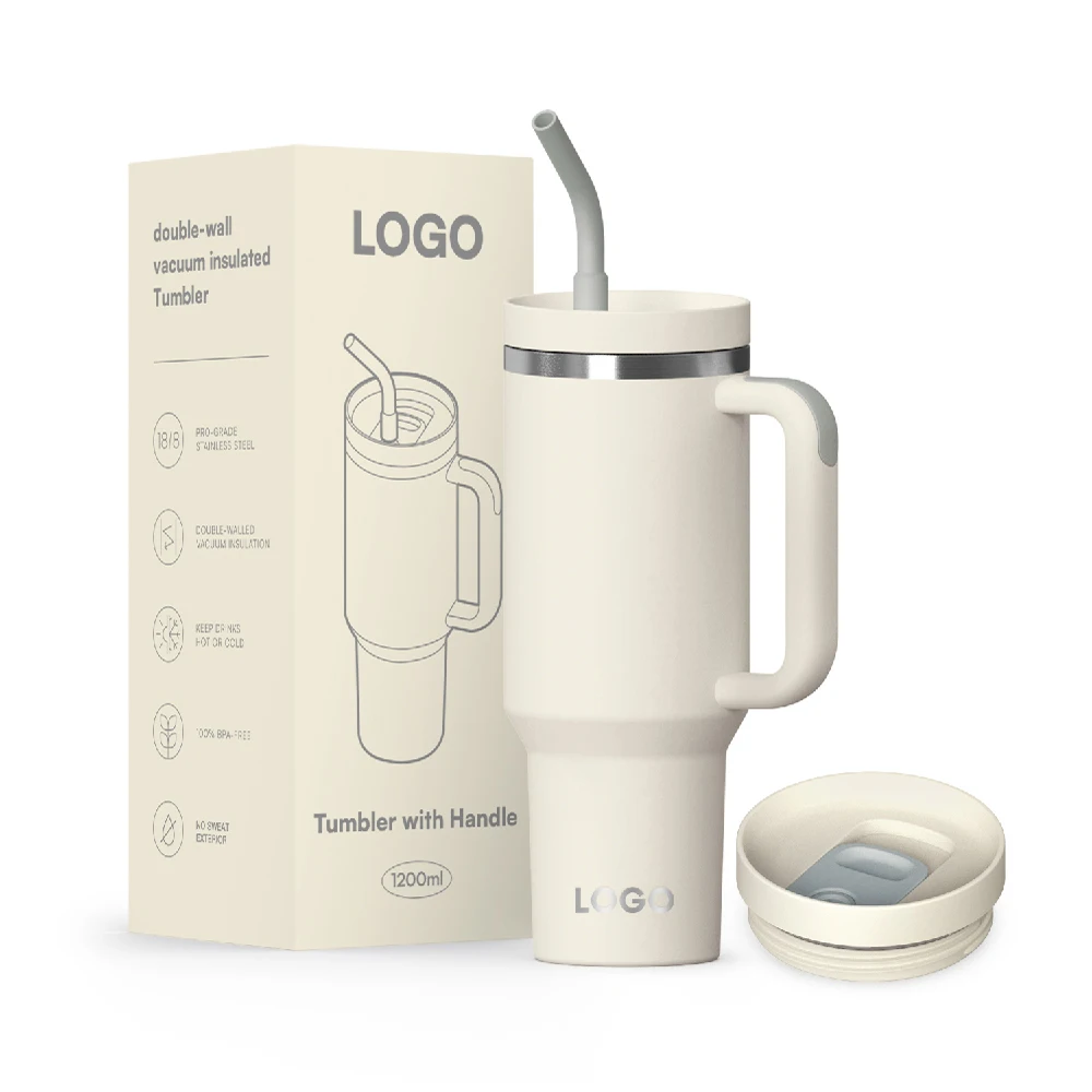 Eco-friendly Custom Coffee Mugs 40 oz Insulated Stainless Steel Tumbler Cup Logo Outdoor Mug 40oz With Handle