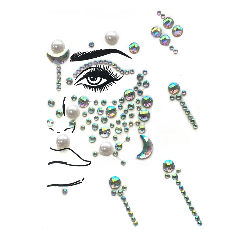 Newest 12 Styles Special Design Party Joy Tear Eye Sticker Glitter Adhesive Rhinestone Sticker Forehead Face Gems Sticker