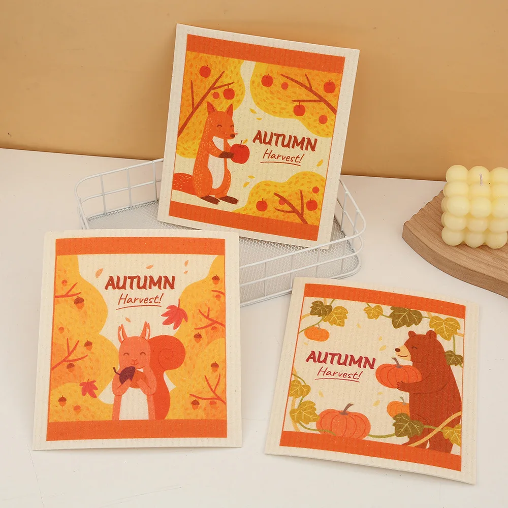 Absorbent Kitchen Dishcloth Reusable Ecofriendly Paper Towel Ins Cellulose Sponge Cleaning Cloth Sustainable Kitchen Rag 100pcs