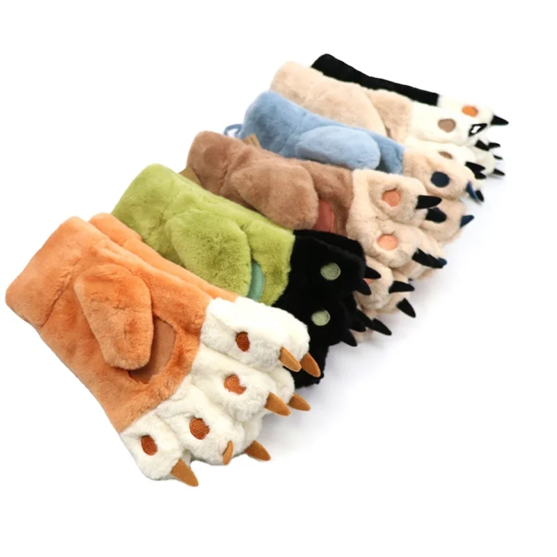 New Arrival Cartoon Bear Pawls Winter Gloves Wholesale of Warm Bicycle Girls Warm Gloves