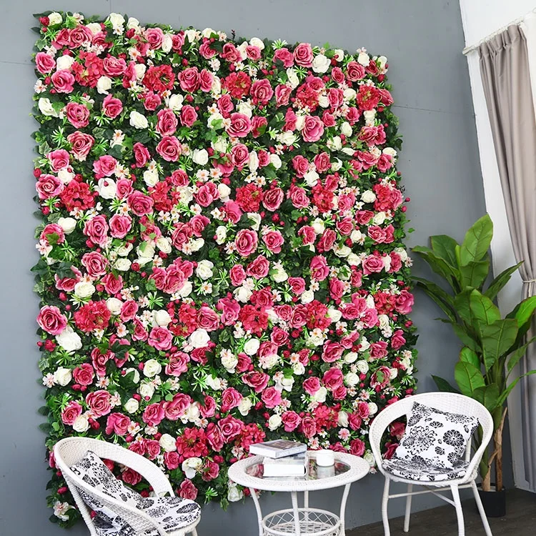 Customized Wedding Decor Roll Up Cloth Preserved Flower Walls Panel Backdrop Rose Silk Artificial Peony Flower Wall For Party