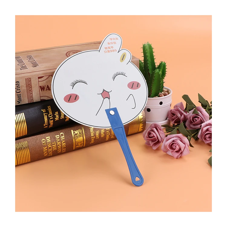 2022 Wholesale kpop cartoon cute multi-color held large hand round pvc picket fan