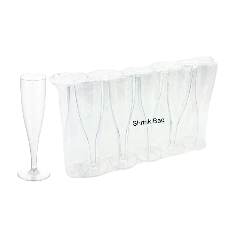 Custom Plastic Wine Goblets Glasses 1 Piece Champagne Flutes Personalized Champagne Flutes