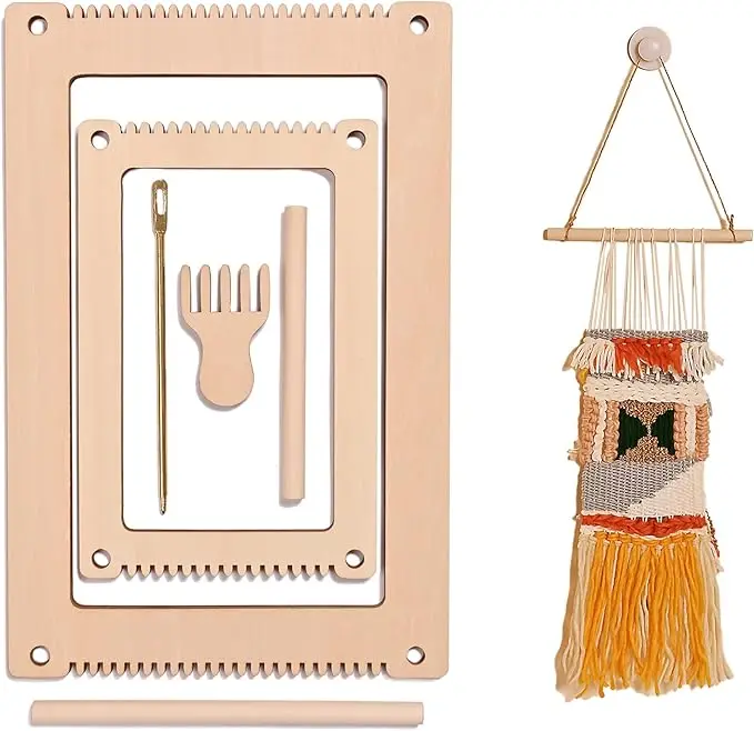 Wooden Mini Loom with Weaving Needle for Kids Weaving Loom Kit for Adult Multi-Craft Knitting Looms for Beginners