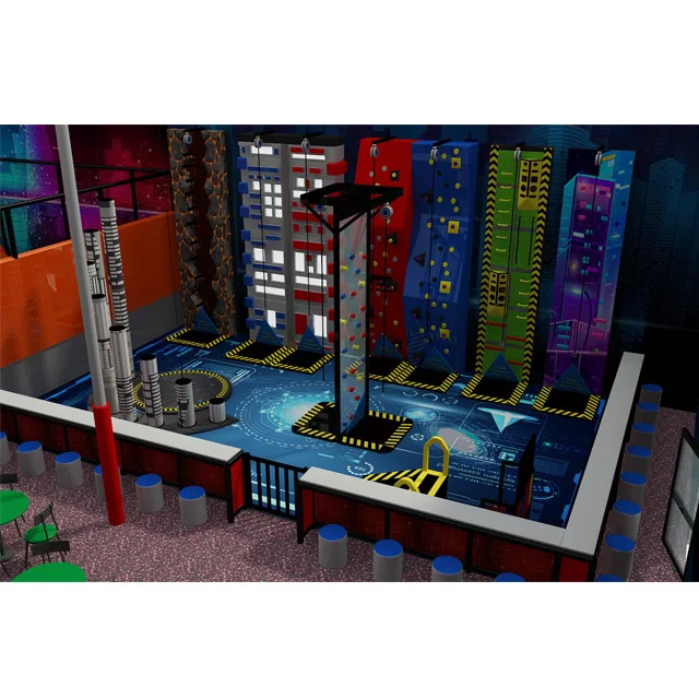 China Trampoline Kids Gym Equipment Climbing wall  Indoor Trampoline Park