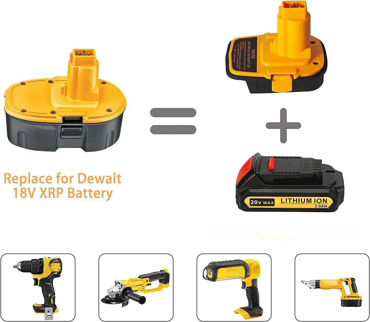 URUN DCA1820 Battery Adapter DM18D Converter for Dewalt 20V &for 18V Li-ion Battery to for Dewalt 18V Nicad & NiMh Battery