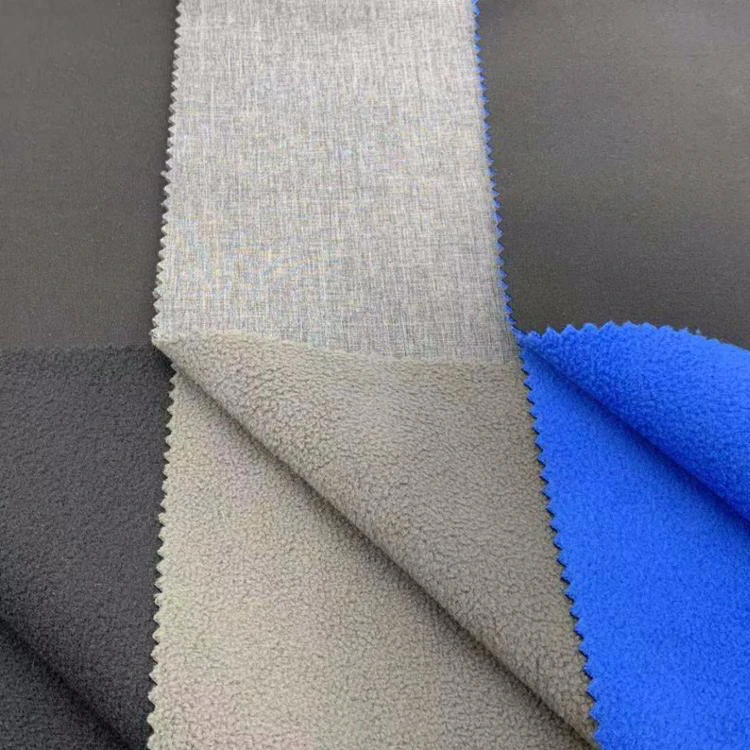
three layer soft-shell 96%polyester T-CD 4% spandex pongee bonded polar fleece with TPU fabric 