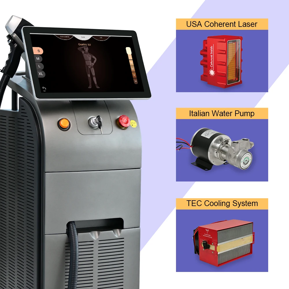 2024 1600w Ai intelligent skin analysisl Laser 808 Diode Laser 4 Waves 755nm 808nm 940nm 1064nm Diode Laser Hair Removal Machine