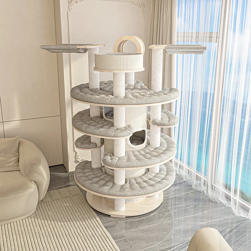Cat Scratching Post Climbing Frame Tree House Modern Luxury Tower Scratching Post Cat Trees & Scratcher Wood Cat Trees