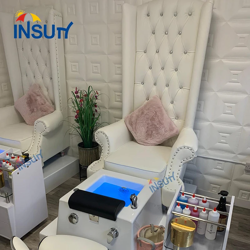 Wholesale Cheap Modern Salon Furniture White High Back Foot Spa Manicure chairs Luxury Throne Pedicure Chair