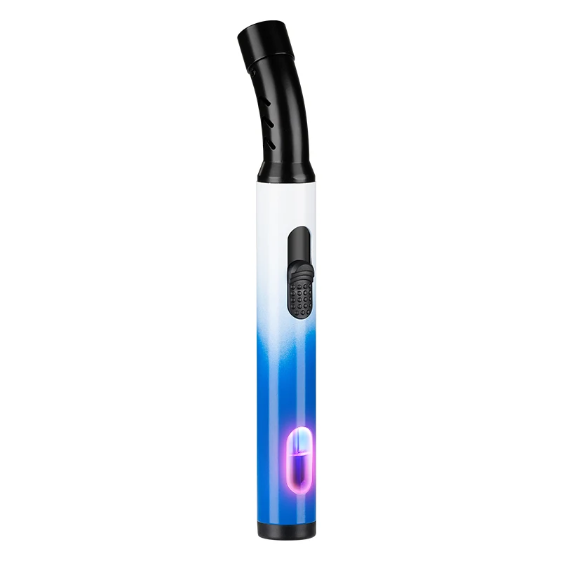 Hot sale gradient color lighter custom logo lighter blue flame torch lighter for candle