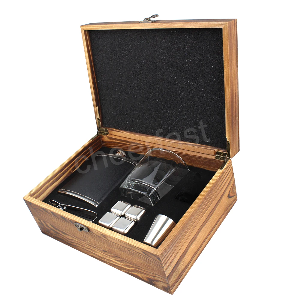 Good Quality  Ice Cube And Whiskey Glass Gift Box And Stainless Steel Whiskey Stones Set