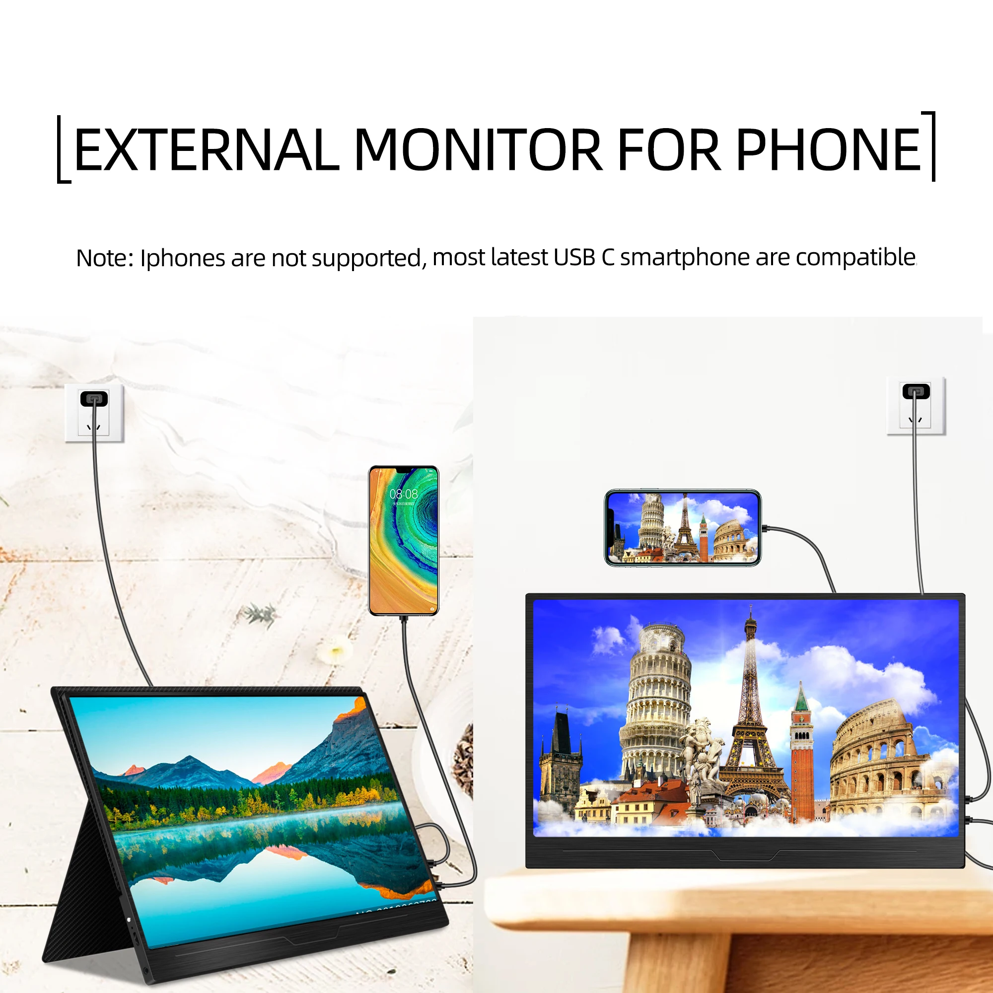 Portable Monitor 1080P 13.3 inch USB C  LCD Computer Display by Intehill