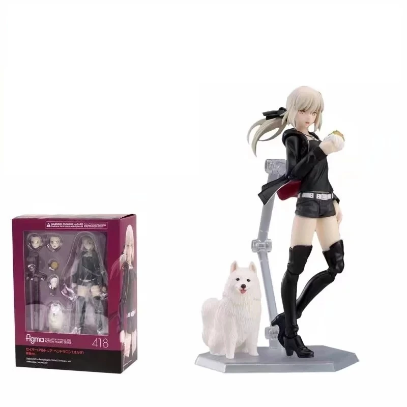 13cm Fate Stay Night 418# Figma Saber Altria Pendragon Cartoon Collectible Plastic Model Anime Figure  PVC Model Gifts