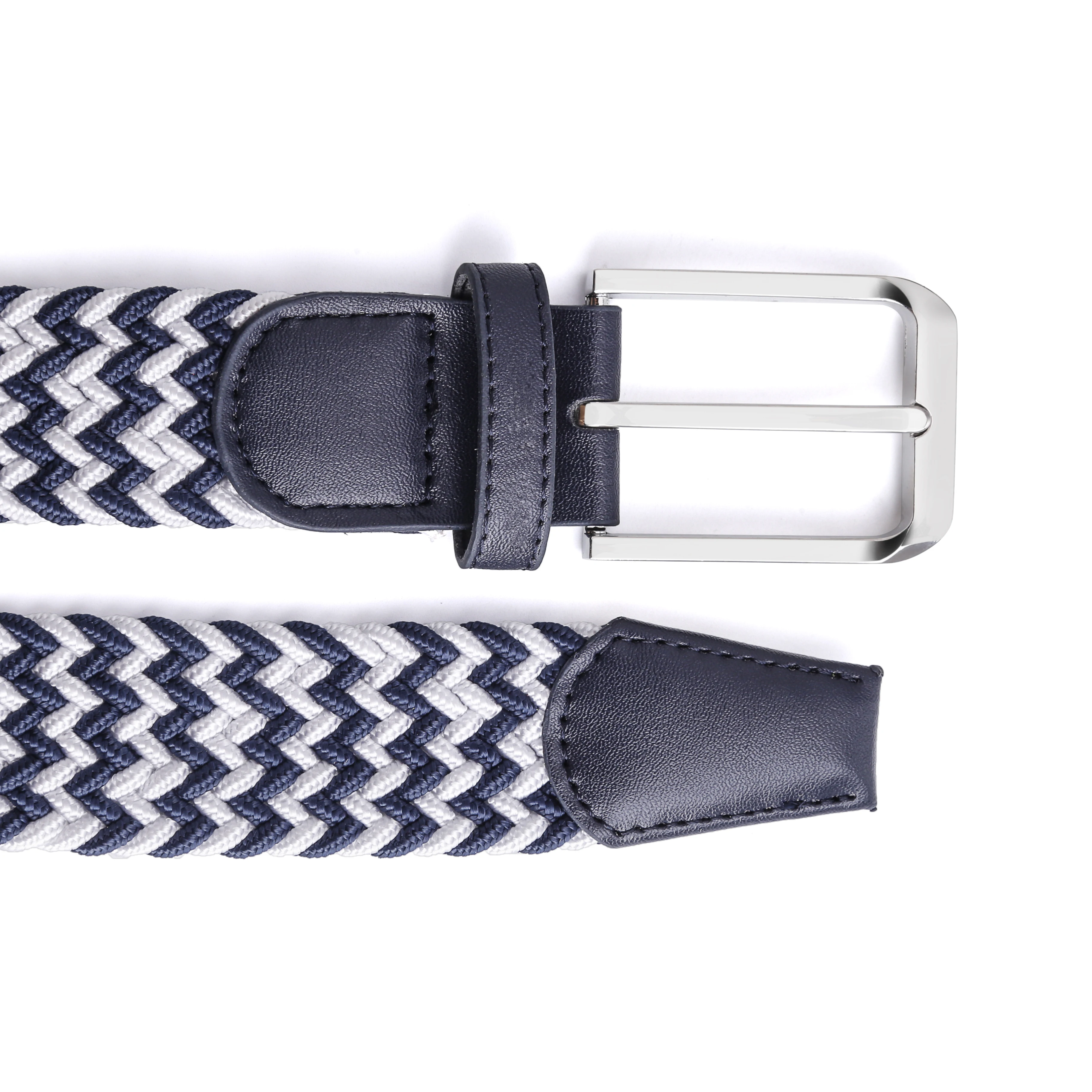 OEM ODM Multi-color Stretch Women and Men Polyester Adjustable Casual Weave Braided Golf Elastic Belts With Zinc Alloy Buckle