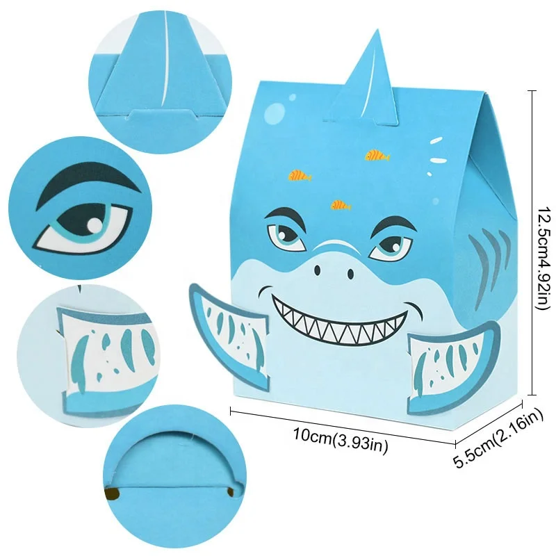 Cartoon Shark Paper Boxes Chocolate Candy Sweet Gift Box for Baby Shower Birthday Party Decor