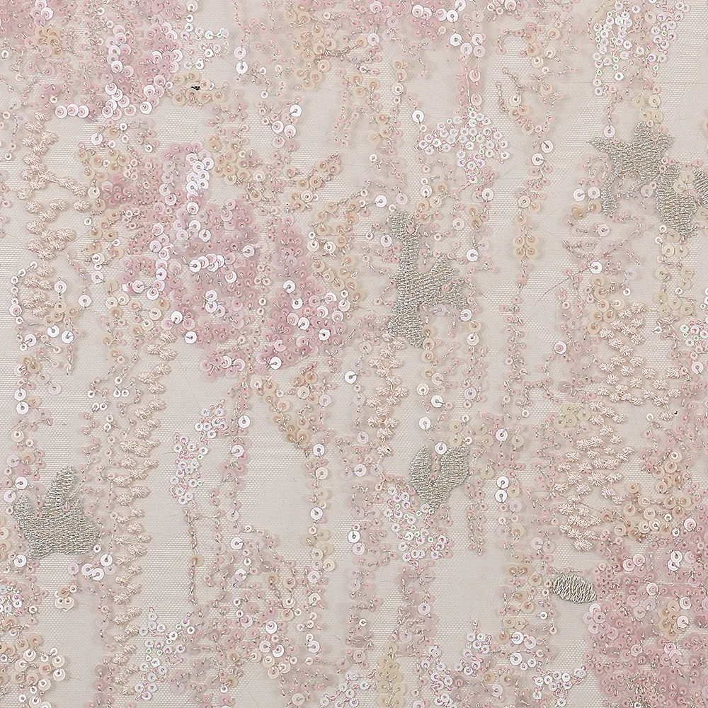 wholesale 6 colors white gold bridal lace fabric African French Swiss tulle lace fabric sequin lace fabric for women wedding