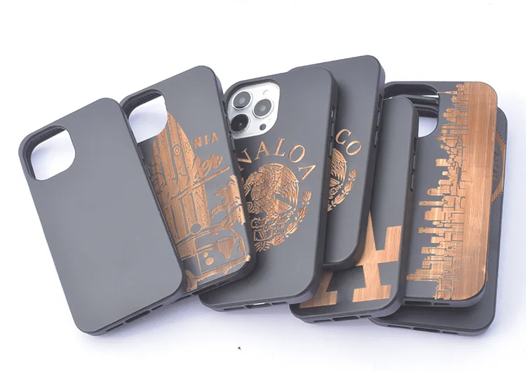 Manufacture Customize Black Ink Bamboo Sublimation Case for iPhone Full Cover Wood Phone Case for iPhone 13 12 11 Pro Max
