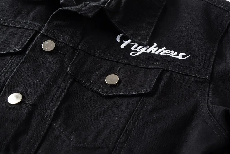 
New France Style #416 Mens Embroidery Red Tiger Moto Biker Blac men denim jacket coat <span style=