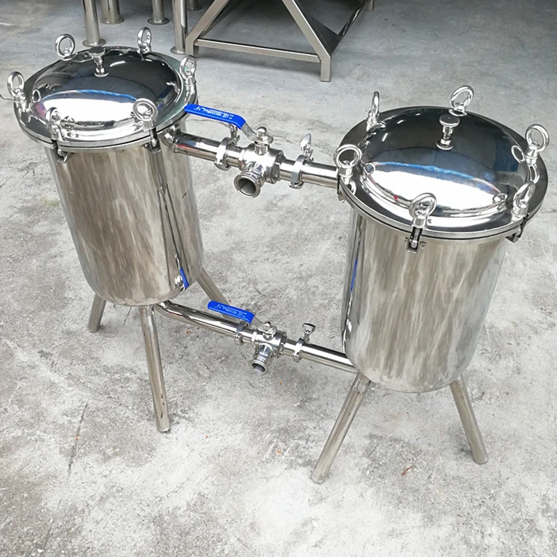 Food Grade Syrup Solid Liquid Separation Water Treatment Stainless Steel 304 Sanitary Bag Duplex Filter