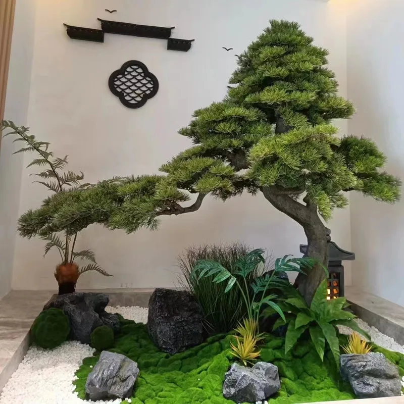 2022 new 200cm height artificial  large tree plant indoor decorative green pine bonsai tree