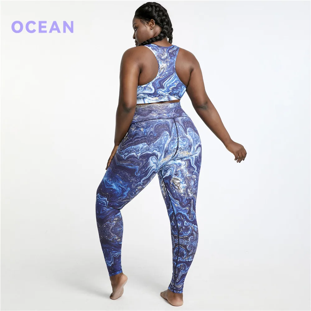 Sky printing on S-5XL plus size lady yoga wrokout clothing sports appearal with customized logo factory price