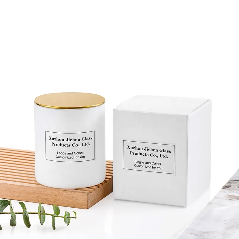 luxury home decoration items straight empty matte white glass candle jars with customized colors and logos