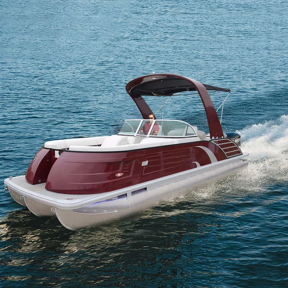 2024 Yacht Luxury 27ft Aluminum Fiberglass Party Pontoon Boat Electric Motor Fishing Outdoors Outboard Engine Combo Set Included