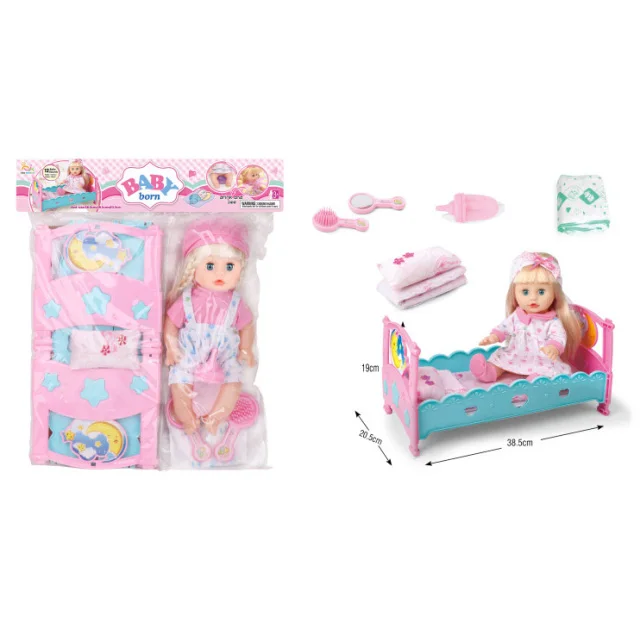 Hot Sale Girl Toy Pretend Play Bed Set Baby Doll Crib | Juguetes Baratos De China