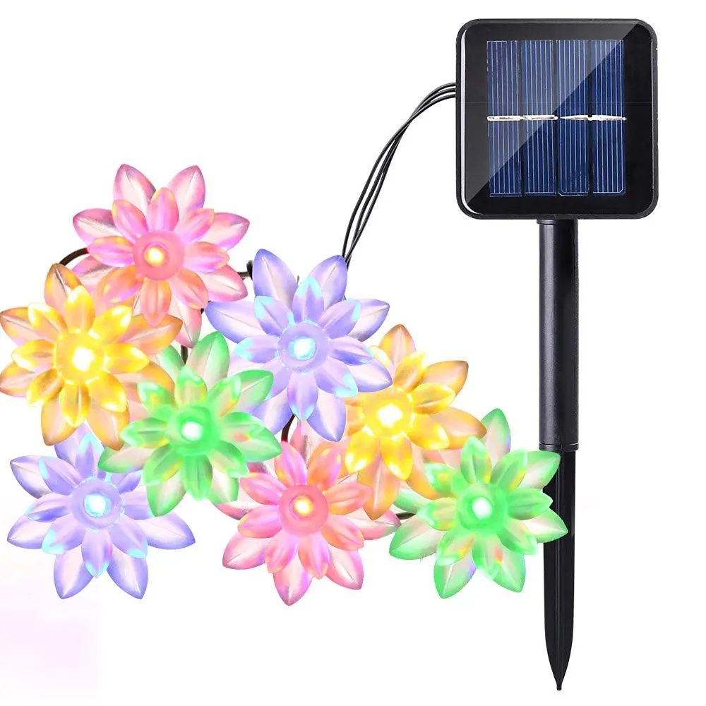 Lotus Flower IP65 Solar Lights Outdoor String Solar Led Christmas Lights