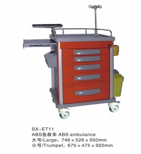 High quality ABS hospital mobile medical furniture Hospital emergency cart