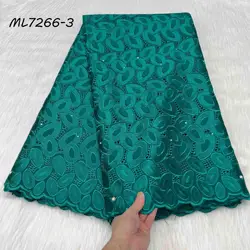 5yard green high quality african bazin riche blouse fabric with beads handmade gold lines swiss voile lace fabric