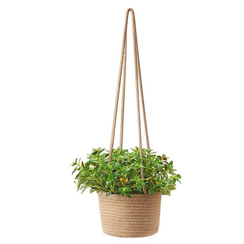 Modern Hanging Planter Flower Basket Home Decor Cotton Hand Woven Plant Holder Basket
